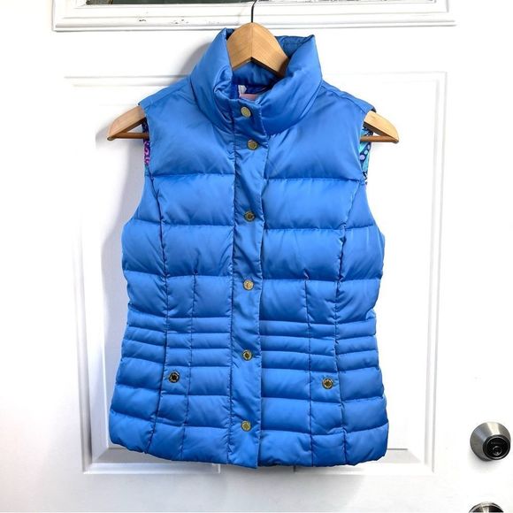Lilly Pulitzer Isabelle Puffer Vest Blue Size XS - Picture 2 of 14